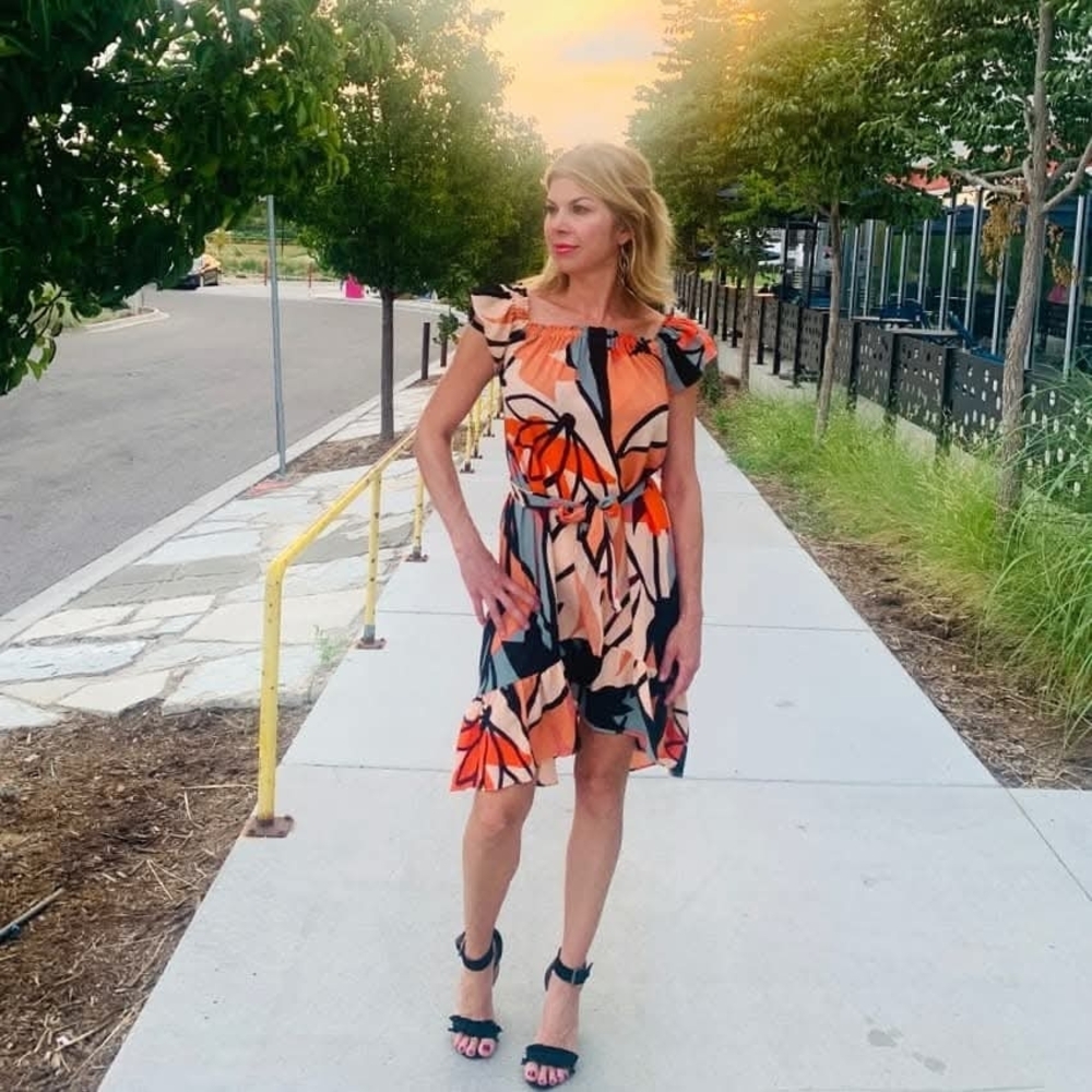 London Times High Low Ruffle Abstract Floral Dress